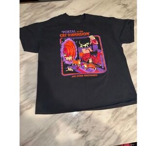 Black T Shirt Portal to the Cat Dimension Graphic Tee